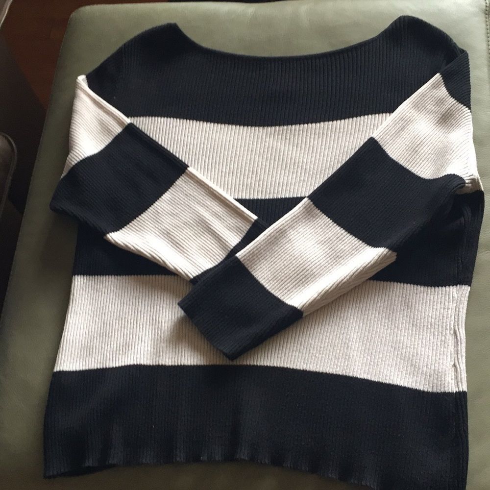 Rafaella cotton sweater black white stripe size L - Picture 3 of 8